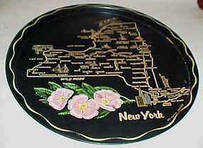 Black metal New York souvenir plate tray