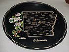 Black metal souvenir Arkansas state plate