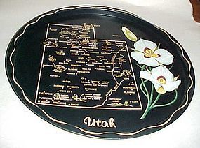 Black metal souvenir Utah state plate tray