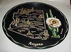 Black metal souvenir Arizona state plate tray