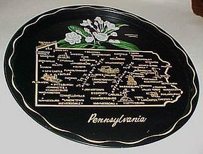 Black metal souvenir Pennsylvania State plate tray