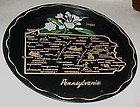Black metal souvenir Pennsylvania State plate tray