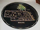 Black metal souvenir Nebraska state tray plate