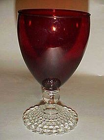 Anchor Hocking Royal Ruby bubble foot water goblet