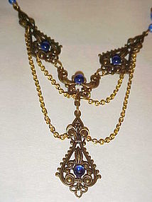 Victorian style  blue necklace newer Bohoemian