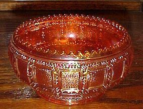 Imperial Beaded Block marigold carnival glass lily bowl
