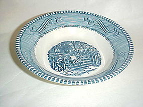 Currier and Ives blue and white dessert bowl by Royal