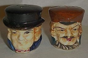 Old hand painted Toby head salt and pepper shaker set
