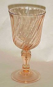 Cris d' Arques Rosaline  swirl pink goblet  6 1/2"