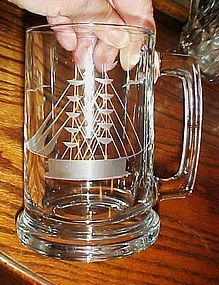 Javit cut crystal Clipper Ship tankard beer mug