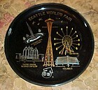 Seattle Worlds Fair black souvenir plate tray