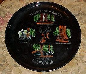 Vintage lacquer souvenir plate Richardson Grove Redwood
