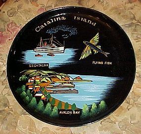 Vintage Catalina Island lacquer souvenir plate tray