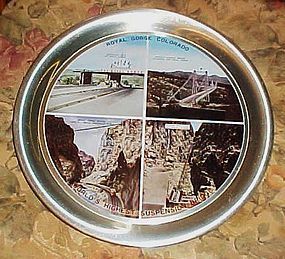 Vintage Royal Gorge Colorado souvenir aluminum tray