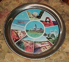 Vintage aluminum souvenir tray  for scenic Utah