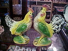 Vintage pair of ceramic chickens rooster and hen