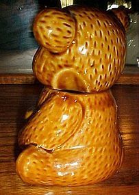 Vintage ceramic brown  bear honey jar