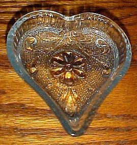 Indiana Tiara lt blue sandwich glass heart nut dish