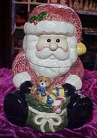 Santa Claus with bag of toys Christmas cookie jar
