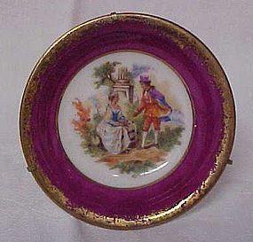 Limoges Haviland miniature plate 3" with hanger stand