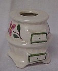 Vintage  h/p pottery pot belly stove toothpick holder