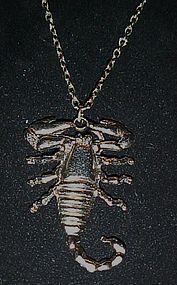 Vintage  silver tone scorpion Scorpio necklace