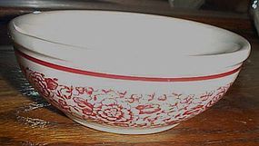 Iroquois soup cereal bowl red band and flowers transfer