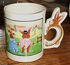 Peter Rabbit scene mug with bunny rabbit handle