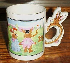 Peter Rabbit scene bunny rabbit handle mug