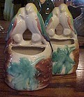 Pair of Morton pottery parrot lovebirds wall pockets