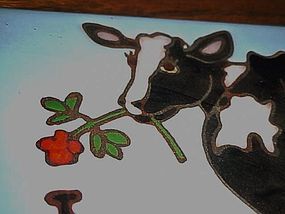 Custom handmade ceramic 6" tile COW I love Dairyville