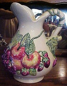 Lg Gibson hand painted embossed ceramic fruit pitcher