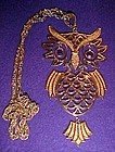 Large vintage articulated  owl pendant and chain