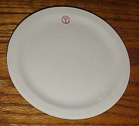 Shenango China Army Medical  red logo plate 7 1/4"