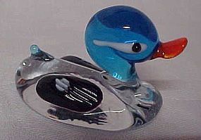 Blown glass miniature Mallard duck