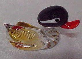 Blown glass miniature mallard duck