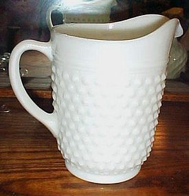 Anchor Hocking milk glass hobnail water pitcher