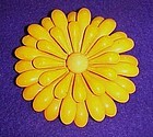 Large Vintage enamel yellow flower pin 3"