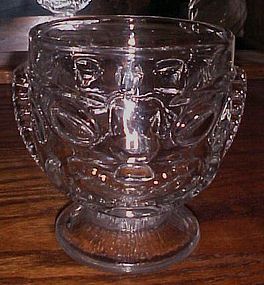 Clear glass polynesian Tiki mug happy and sad face