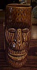 Trader Dicks ceramic dark Brown Tiki Moai drink glass