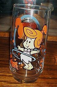 Pizza Hut Flintstone Kids drinking glass Wilma 1986
