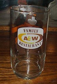 A W Family Restaurant Rootbeer promo glass with bear