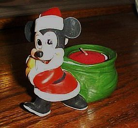 Bisque Mickey Mouse Santa votive candle holder