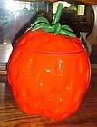 Big red  ceramic strawberry cookie jar