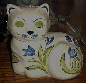 Vintage Los Angeles Potteries white cat cookie jar