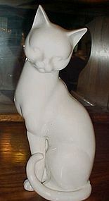 Vintage all white porcelain siamese cat figurine 10"