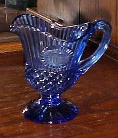 Avon Fostoria glass cobalt blue Mt. Vernon pitcher