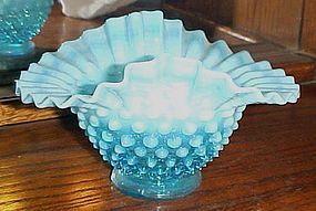 Vintage blue hobnail opalescent double crimp bon bon