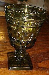 Indiana Glass Park Lane Avocado green water goblet 5.5