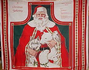 Uncut Christmas Craft Apron panel  Santa and animals